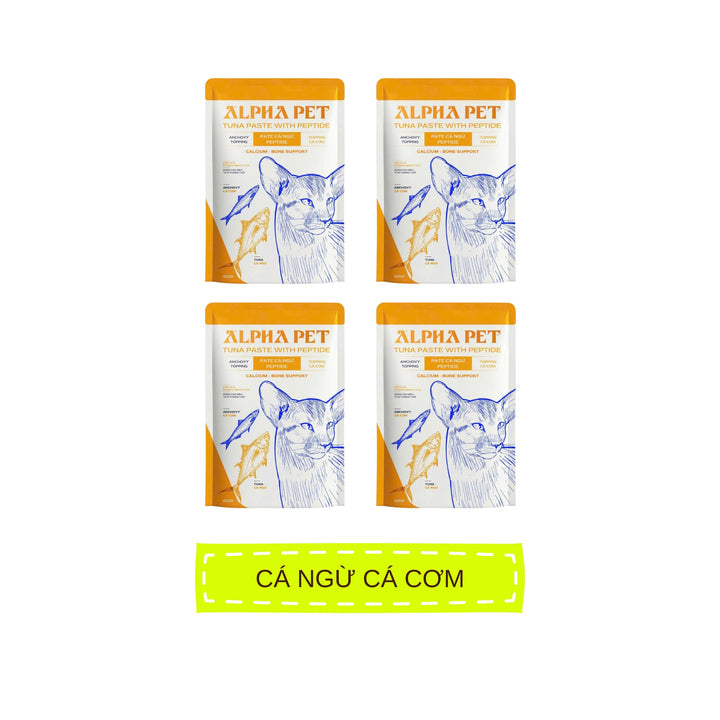 Pate Alpha Pet Cho Mèo Mọi Lứa Tuổi, Cá Ngừ Peptide Với 8 Loại Topping, Gói 60g