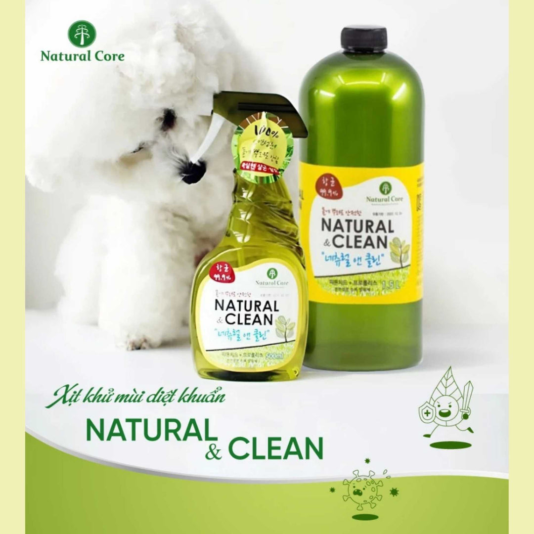 [500ml - 1500ml] Xịt Khử Mùi Diệt Khuẩn Natural & Clean Cho Chó Mèo, Chiết Xuất Hữu Cơ An Toàn