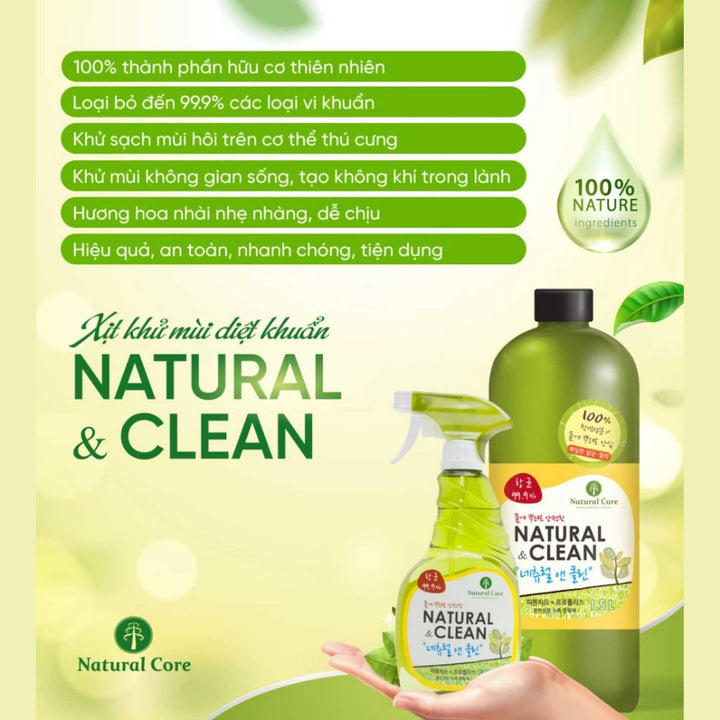 [500ml - 1500ml] Xịt Khử Mùi Diệt Khuẩn Natural & Clean Cho Chó Mèo, Chiết Xuất Hữu Cơ An Toàn